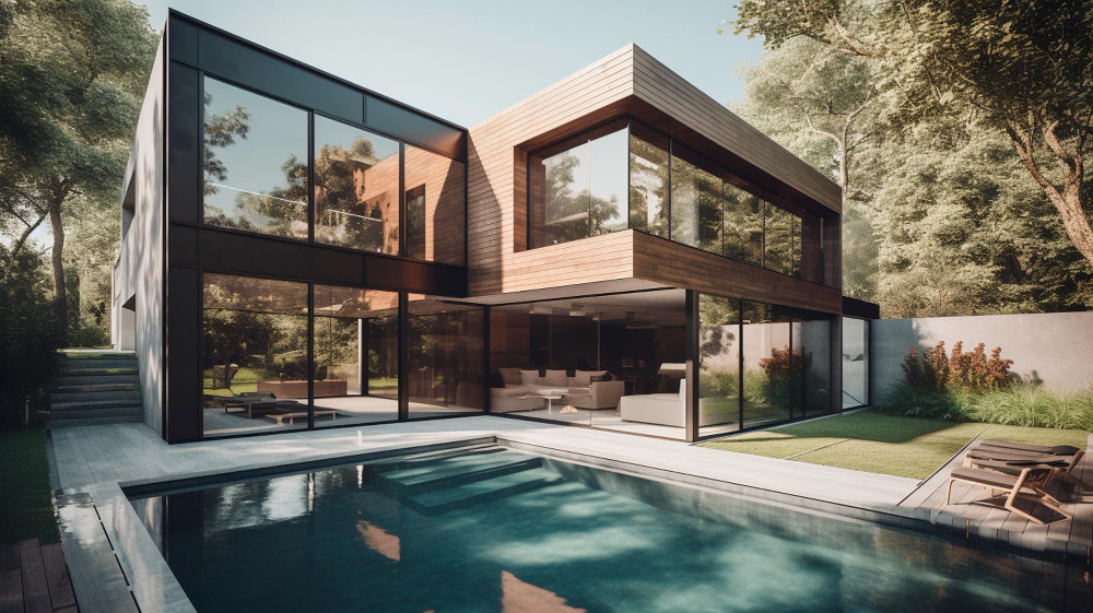 a house with a pool